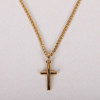 Picture of Necklace Small Cross Gold Over Ss 16-18"..