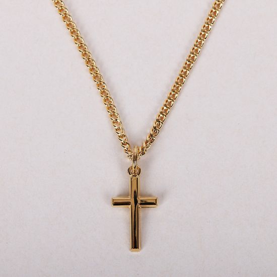 Picture of Necklace Small Cross Gold Over Ss 16-18"..