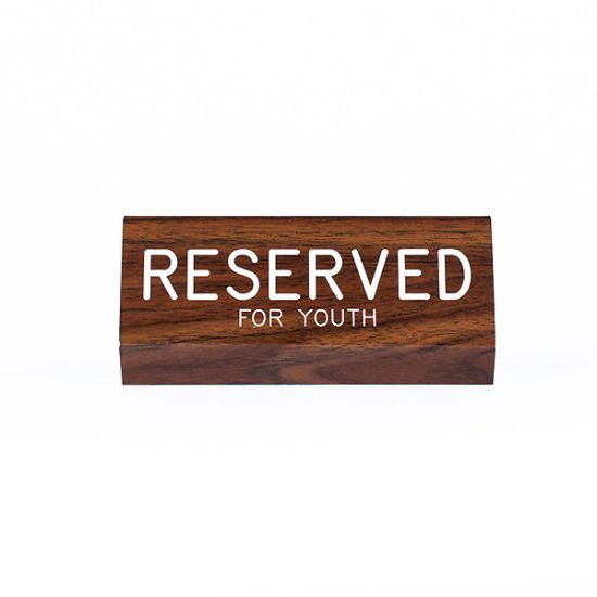 Picture of Sign Engraved Pew Reserved for Youth Walnut 3 X 6