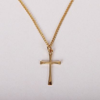 Picture of Necklace Cross Gold Over Ss 18"