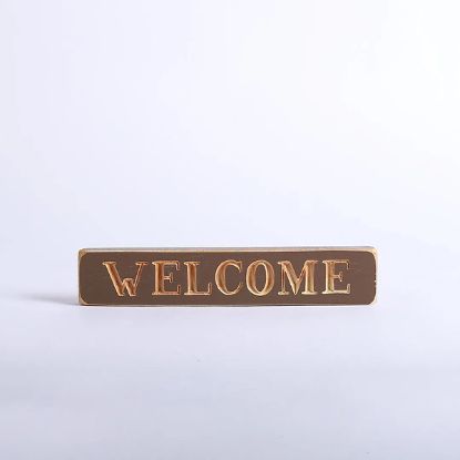 Picture of Sign Engraved Wood Welcome Brown 1.75X9