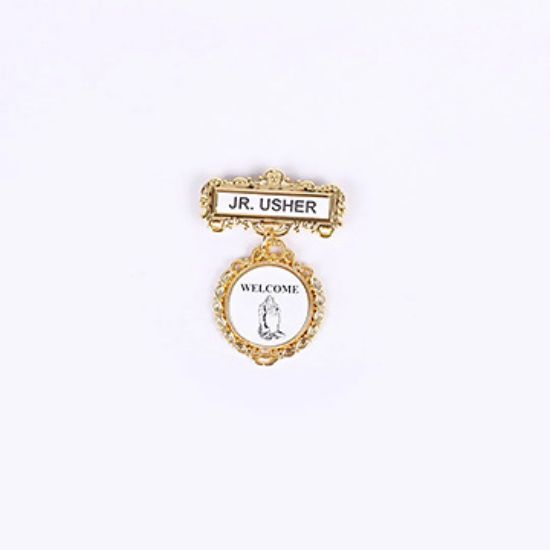 Picture of Badge Fancy Round JR. Usher Praying Hands Welcome Pin