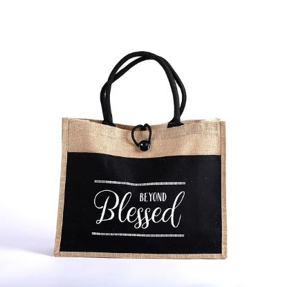 Picture of Jute Tote Bag Blessed 17x13.5x6