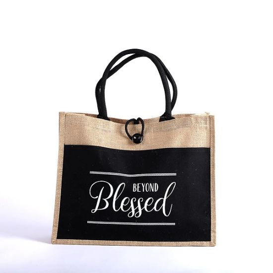 Picture of Jute Tote Bag Blessed 17x13.5x6