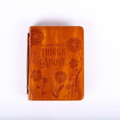 Picture of Bible Cover Imitation Leather Things Above Light Brown Large