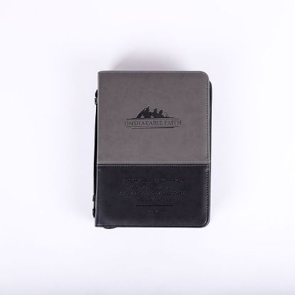 Picture of Bible Cover Imitation Leather Unshakable Faith Grey/Black Large