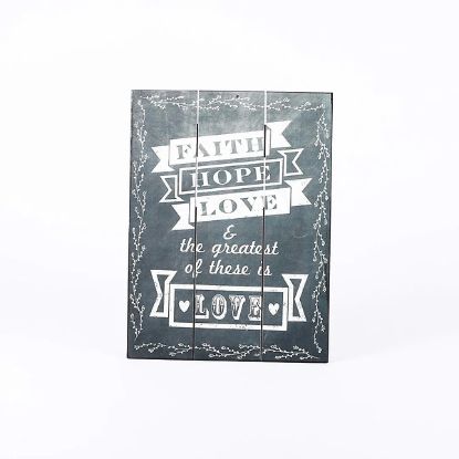 Picture of Wall Decor Wood Slat Chalk Print Faith Hope Love 12X16