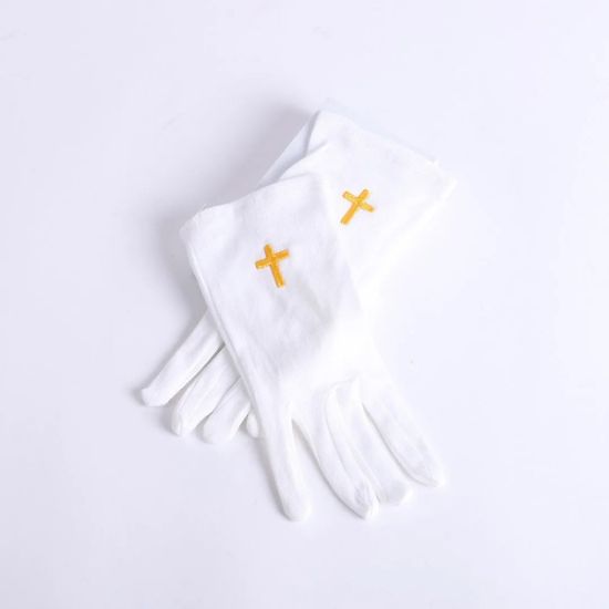 Picture of Glove White W/Gold Cross Small