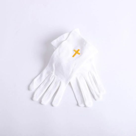 Picture of Glove White W/Gold Cross Medium