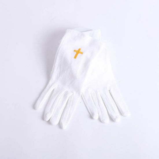 Picture of Glove White W/Gold Cross Large