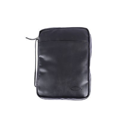 Picture of Bible Cover Imitation Leather Fish Blk  Large