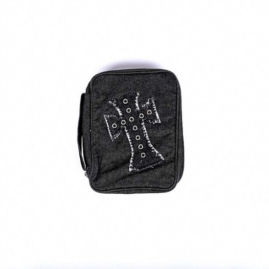 Picture of Bible Cover Cross W/ Grommet Black Medium