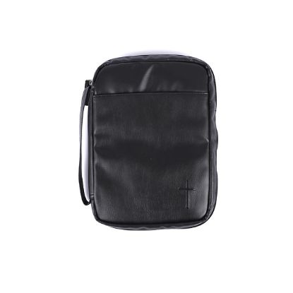 Picture of Bible Cover Imitation Leather Cross Blk Large