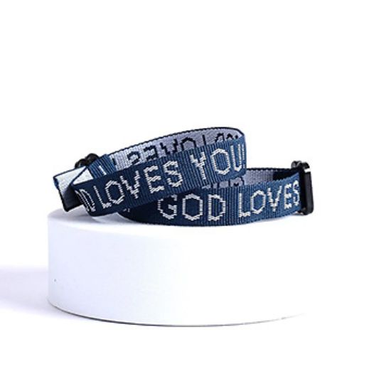 Picture of Bracelet Woven God Loves You Delta Blue PK25