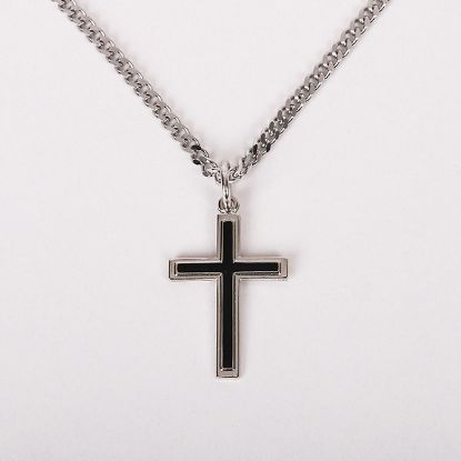 Picture of Necklace Cross W/Black Fill Sterling 24"