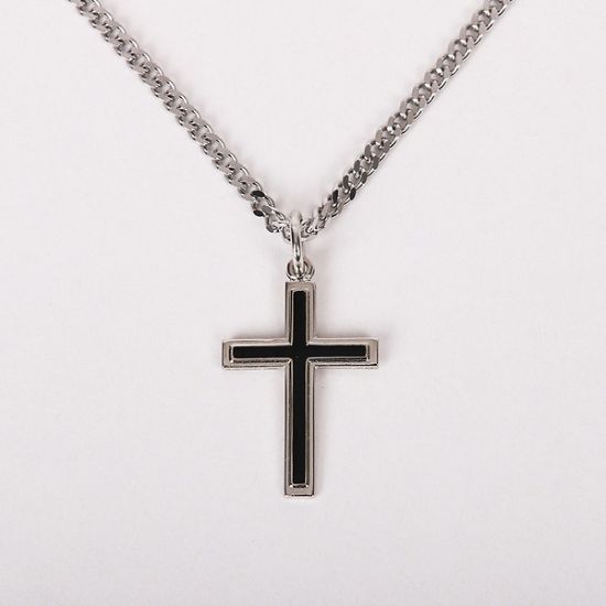 Picture of Necklace Cross W/Black Fill Sterling 24"
