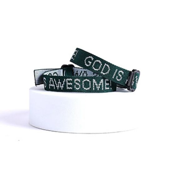 Picture of Bracelet Woven God Is Awesome Hunter Green PK25