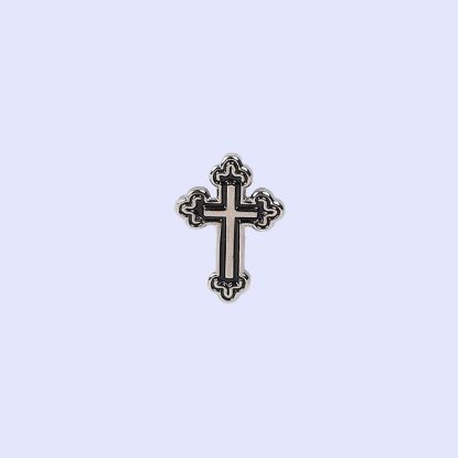 Picture of Lapel Pin Budded Cross Silver/Black PK3