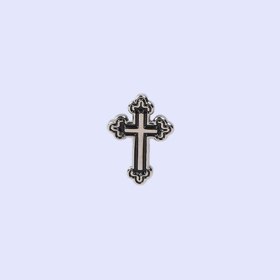Picture of Lapel Pin Budded Cross Silver/Black PK3
