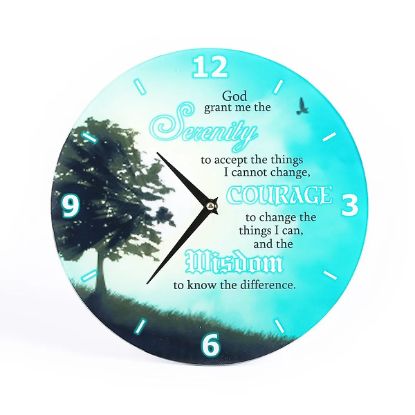 Picture of Glass Wall Clock Serenity Prayer 11 3/4 Inch