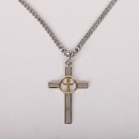 Picture of Necklace 2 Tone Cross in Cross Sterling 24"