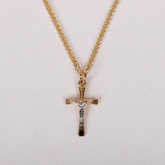 Picture of Necklace Crucifix Gold Over Sterling 2 Tone 18"