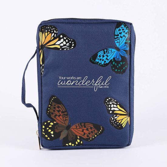 Picture of Bible Cover Canvas Butterfly/Wonderful Large