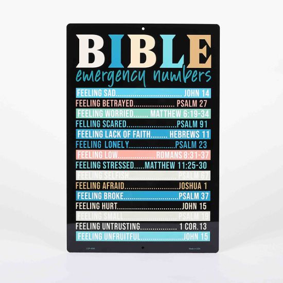 Picture of Parking Sign Metal Bible Emergency Numbers