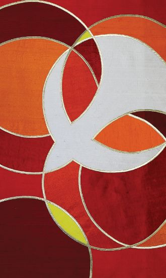 Picture of Circle and Dove Red Dupioni Pulpit Parament