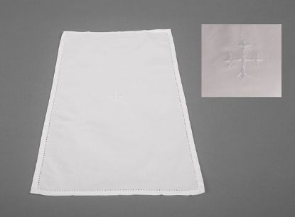 Picture of Cambric Linen Bread Plate Napkin with White Cross