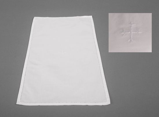 Picture of Cambric Linen Bread Plate Napkin with White Cross