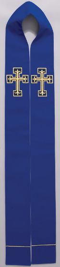 Picture of Contemporary Double Overlay Cross Stole Blue - 110"