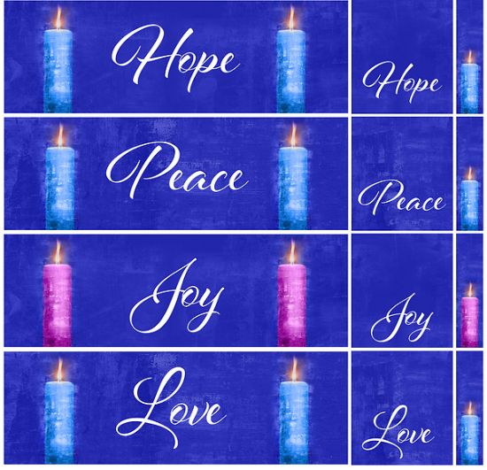 Picture of Four Sided Advent Candles 3-Piece Parament Set - Blue