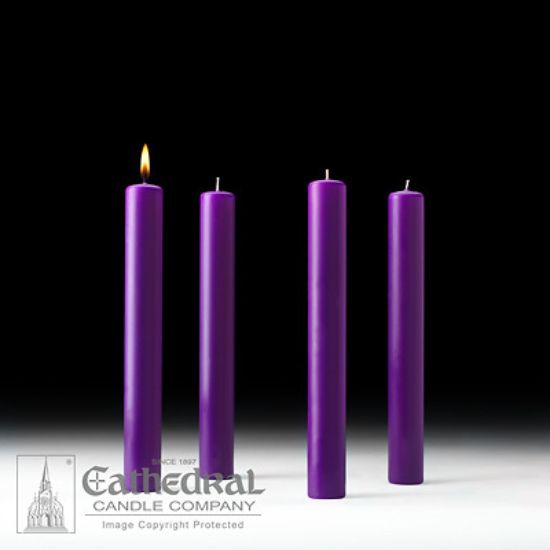 Picture of Cathedral 51% Beeswax Advent Candle Set 12" X 1-1/2" - 4 Purple