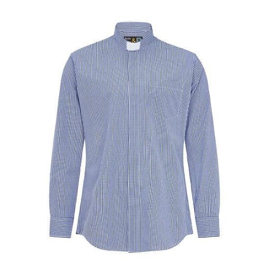 Picture of Fair Trade Men's Cotton Long Sleeve Light Blue Gingham Tailored Shirt 17"