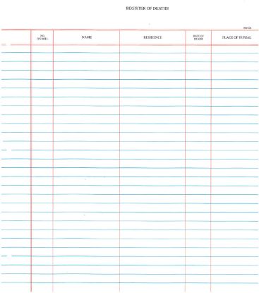 Picture of Westminster Church Register Binder Sheets  Deaths