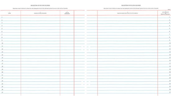 Picture of Westminster Church Register Binder Sheets  Ruling Elders