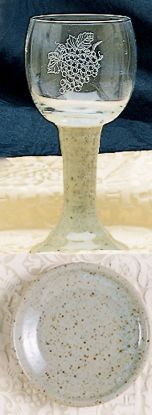 Picture of Ceramic and Etched Glass Chalice and Paten Set