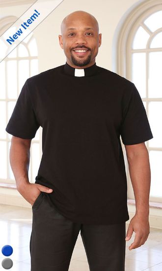 Picture of Abiding Spirit Men's Short Sleeve Knit Black Clergy Shirt Medium